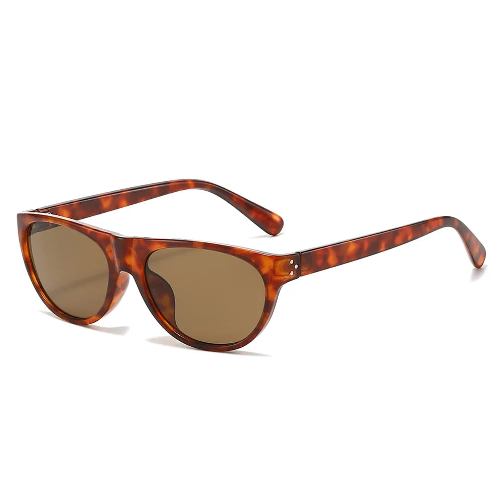 JNPCXI New Fashion Pilot Cat Eye Sunglasses Women Retro Rivets Shades UV400 Men Clear Lens Frame