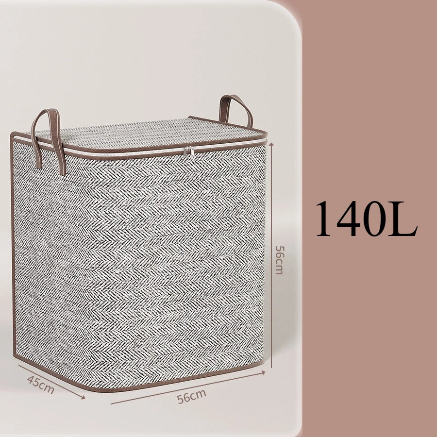 Non-woven Fabric Large Capacity Zipper Storage Bag, Suitable for Organizing and Storing Bedding, Clothes and Blankets