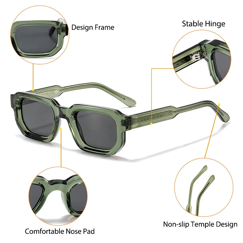 CATERSIDE New Vintage Punk Men Sunglasses Small Frame Gradient Lens Sun Glasses for Summer Beach Party Ideal Choice for Gifts