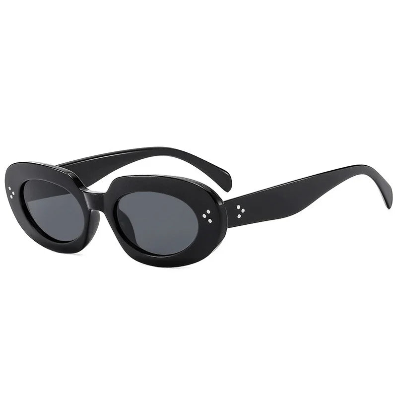 JNPCXI New Oval Women Fashion Sunglasses Shades UV400 Retro Punk Rivets Men Sun Glasses