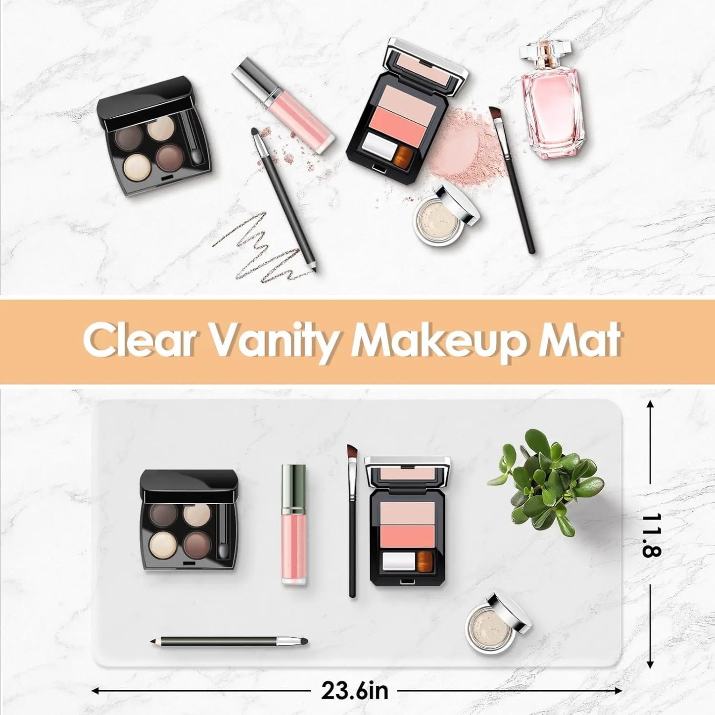 Makeup Mat for Vanity Desk Top, PVC Desk Mat - Easy to Clean, Waterproof and Oilproof Desk Pad
