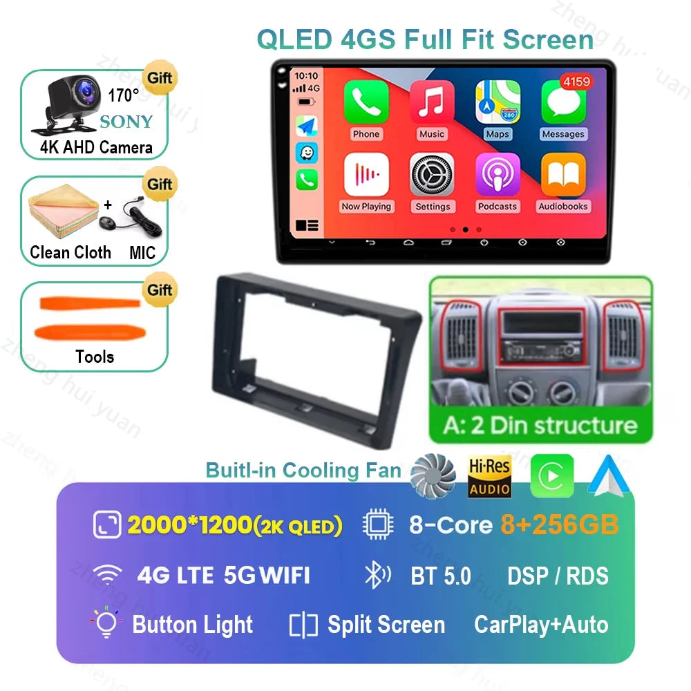 Android 16 Car Radio For Fiat Ducato 2005 2006 - 2023 Citroen Jumper Peugeot Boxer 2011-2015 Auto Carplay 2 din Autoradio 4G RDS