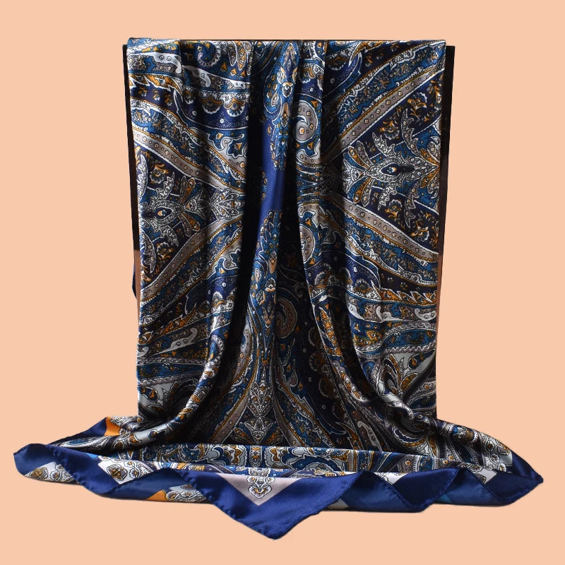 1PC Ladies Multicolor Paisley Print Woven Scarf Large Fashionable Headscarf Travel Party Silk Scarf