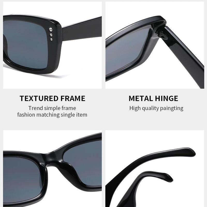 JNPCXI Vintage Suqare Women Luxury Sunglasses Diamond Shades UV400 Fashion Gradient Men Sun Glasses