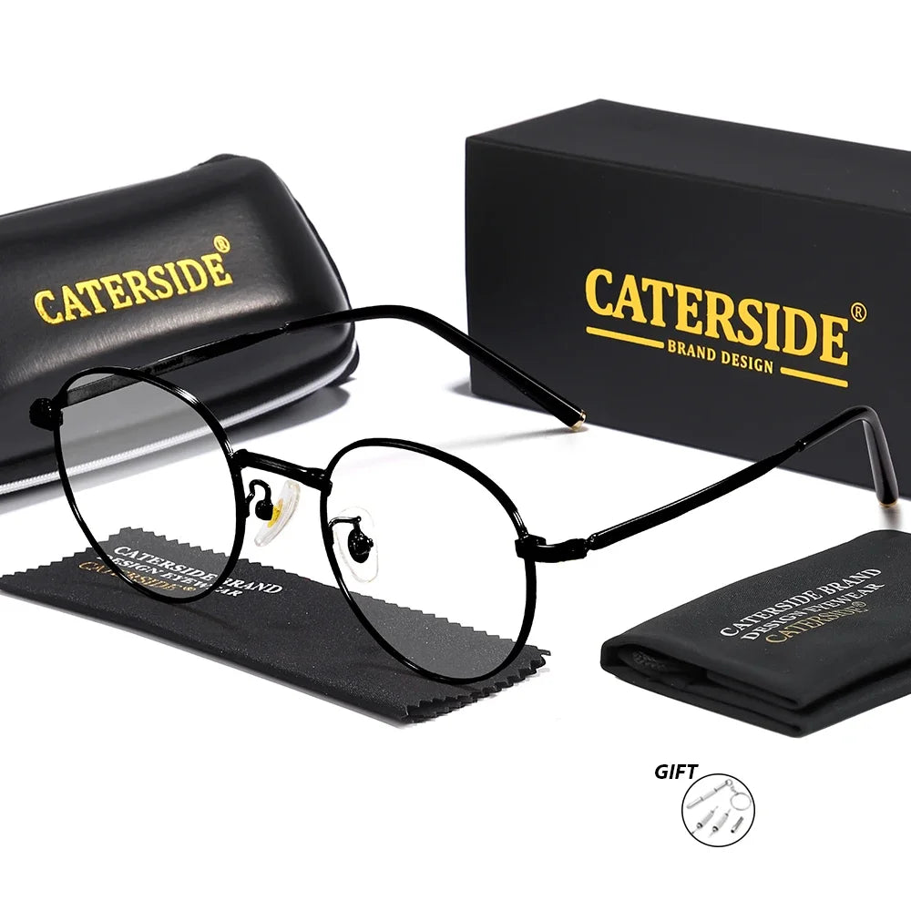 CATERSIDE Vintage Men's Optical Glasses High-Quality Round Metal Titanium Frame Customized Prescription Glasses Women's Eyewear
