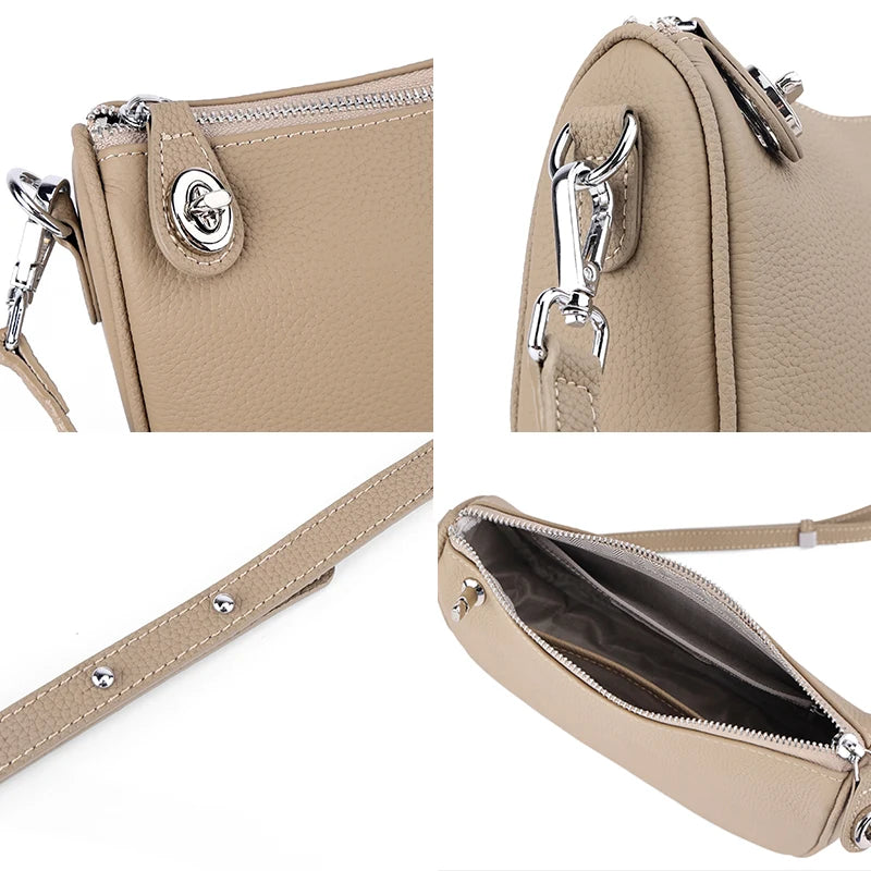 New Women's Fashion Genuine Leather Crossbody Bag Lightweight Shoulder Bag Daily Messenger Bag For Ladies Casual Commuter Gift