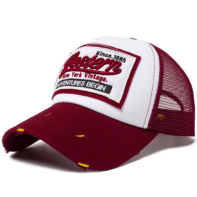 Baseball Cap Men Mesh Embroidered Letter Trucker Hat Snapback Women Casual Caps Vintage Sun Hats For Summer Outdoor Daily Wear