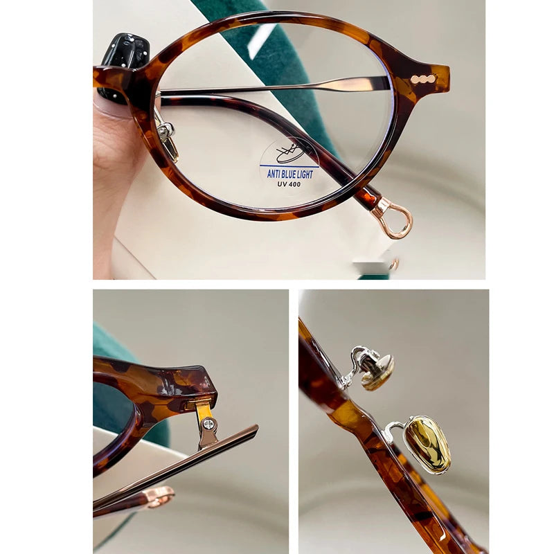 JNPCXI New Vintage TR90 Round Glasses Frame Women Fashion Clear Anti-Blu-Ray Lens Eyewear Men Optical Frame