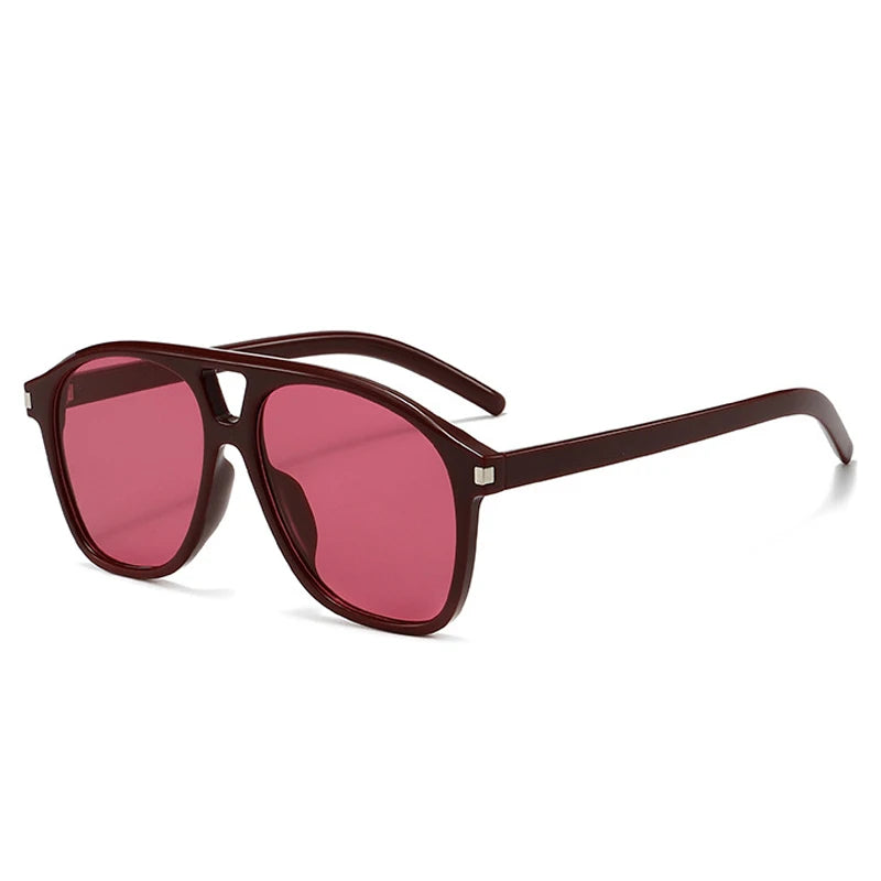 JNPCXI Ins Popular Fashion Double Bridges Pilot Sunglasses Women Retro Clear Ocean Lens Shades UV400 Men Trending Sun Glasses