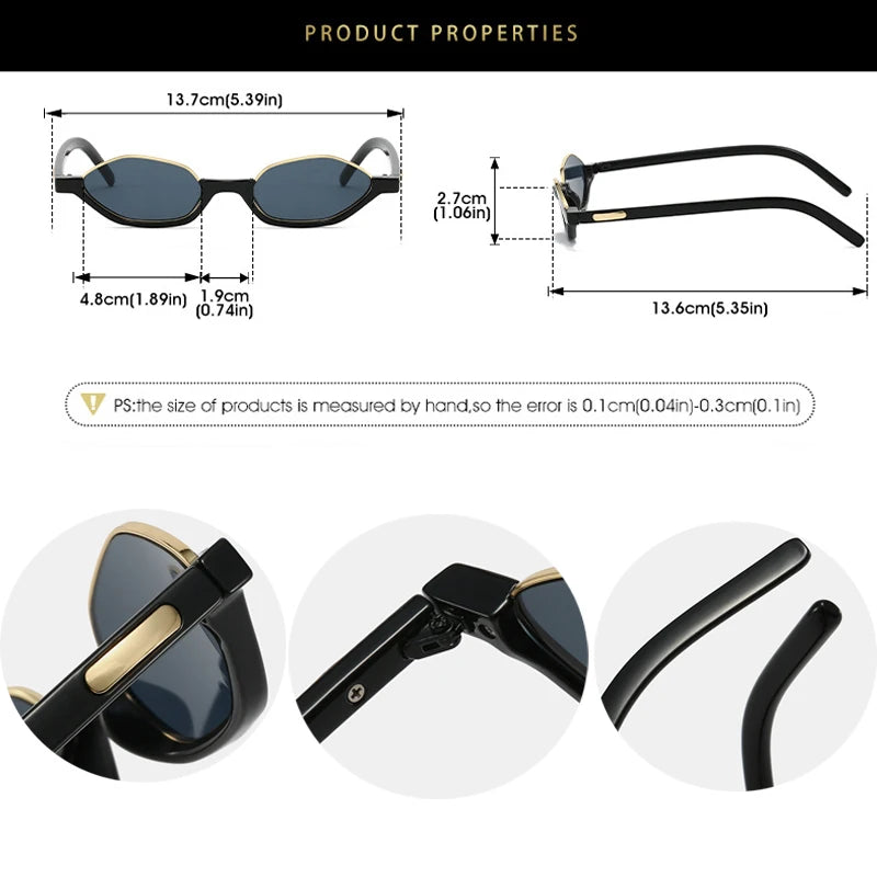 JNPCXI New Semi-Metal Polygon Cat Eye Women Orange Sunglasses Fashion Candy Color Shades UV400 Men Sun Glasses