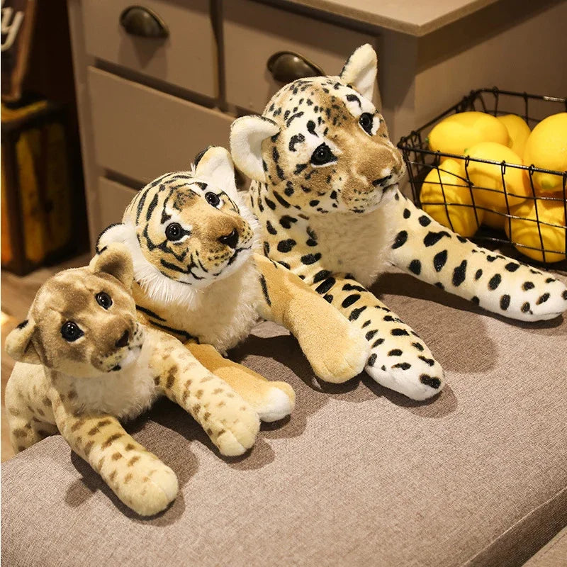 Lifelike Soft Stuffed Animals Lying Tiger Plush Toys Simulation Catamount Little Lion Leopard Doll Cute Gifts