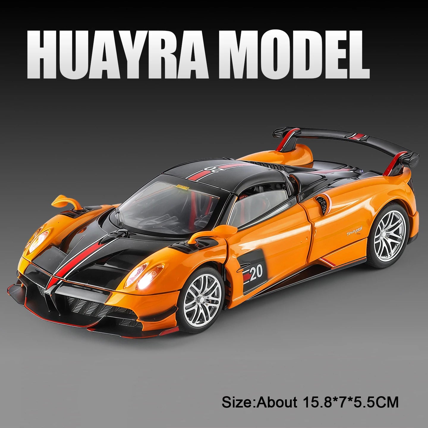 1:32 Pagani Huayra BC HP Diecast Alloy Sports Cars Model Toys with Sound Light Pull Back Doors Opened Vehice Boy Christmas Gifts