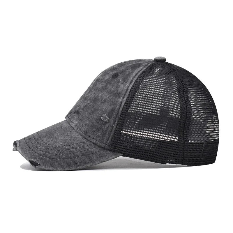 Washed Cotton Mesh Breathable Baseball Cap Old Ripped Board Caps Men Women Hats
