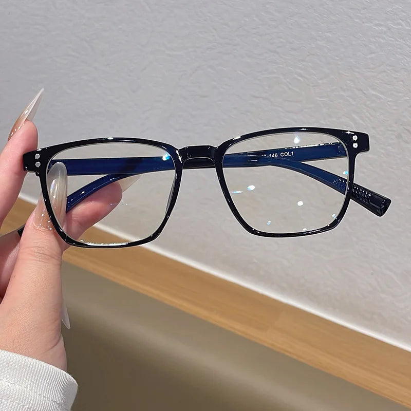 JNPCXI Actual Photo Vintage Glasses Frame Women Square Fashion Retro Rice Nail Clear Anti-Blu-Ray Lens Eyewear Men Optical Frame