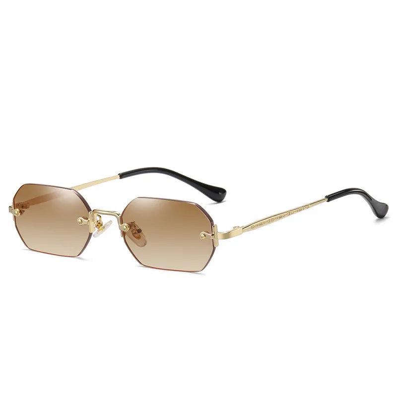 JNPCXI New Rectangle Rimless Sunglasses Retro Punk Gradient Shades UV400