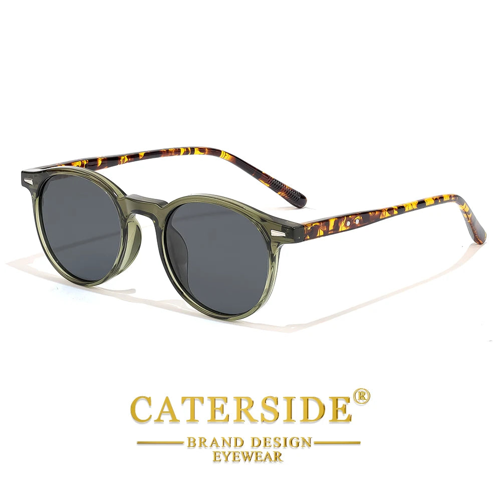 CATERSIDE Men's Fashion Polarized Sunglasses Round Frame Design TAC Lens Sun Glasses Women Outdoor Driving Travel Eyewear UV400