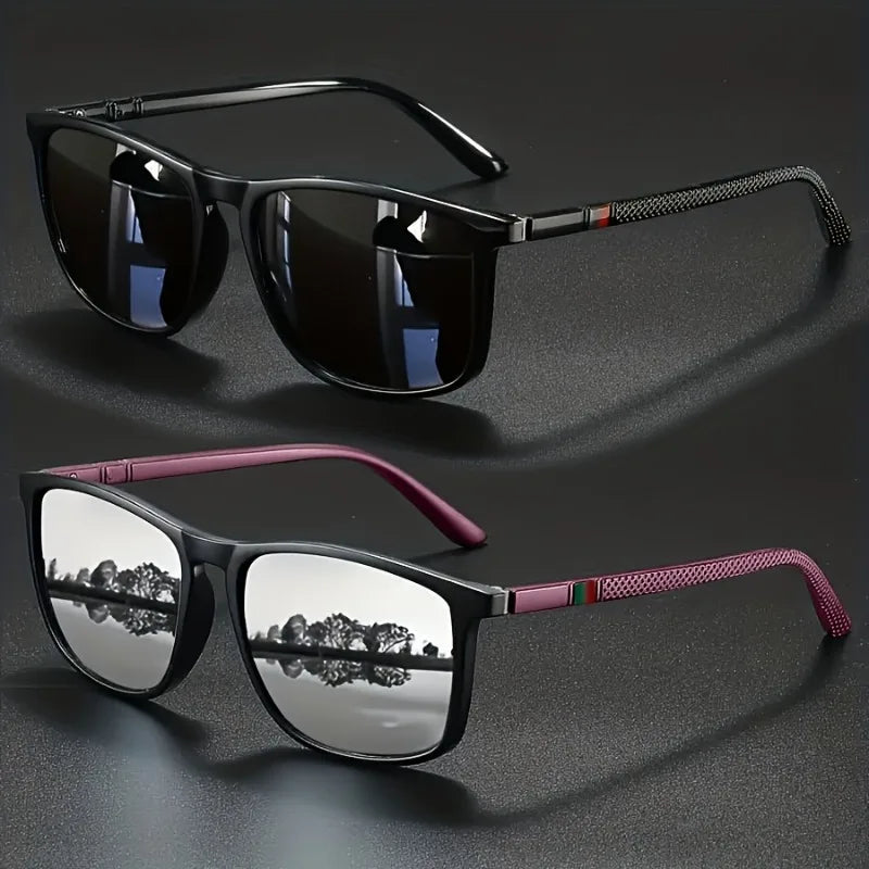 2-Pack Unisex Retro Square Frame Trendy Futuristic Glasses for Driving, Holidays, Cycling, Sports,Suitable for Gifting