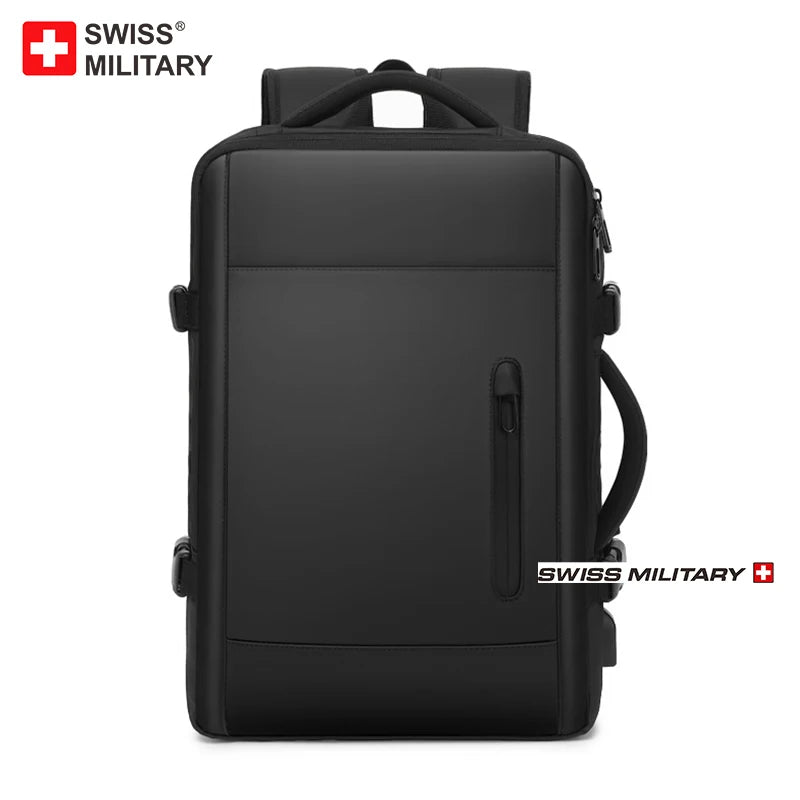SWISS MILITARY Laptop Backpack Men 15.6 Inch Multi Pocket Expandable Backpack Waterproof USB School Backpack Business Travel Bag
