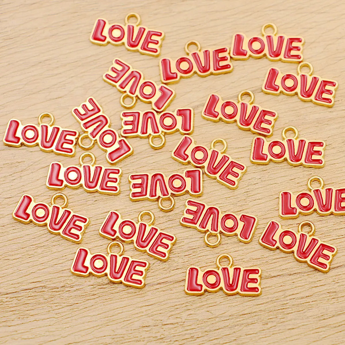 20Pcs Golden Color Red Love Charms Pendants for Jewelry Making DIY Necklace Bracelet Earrings Key Chain Accessories Valentine's