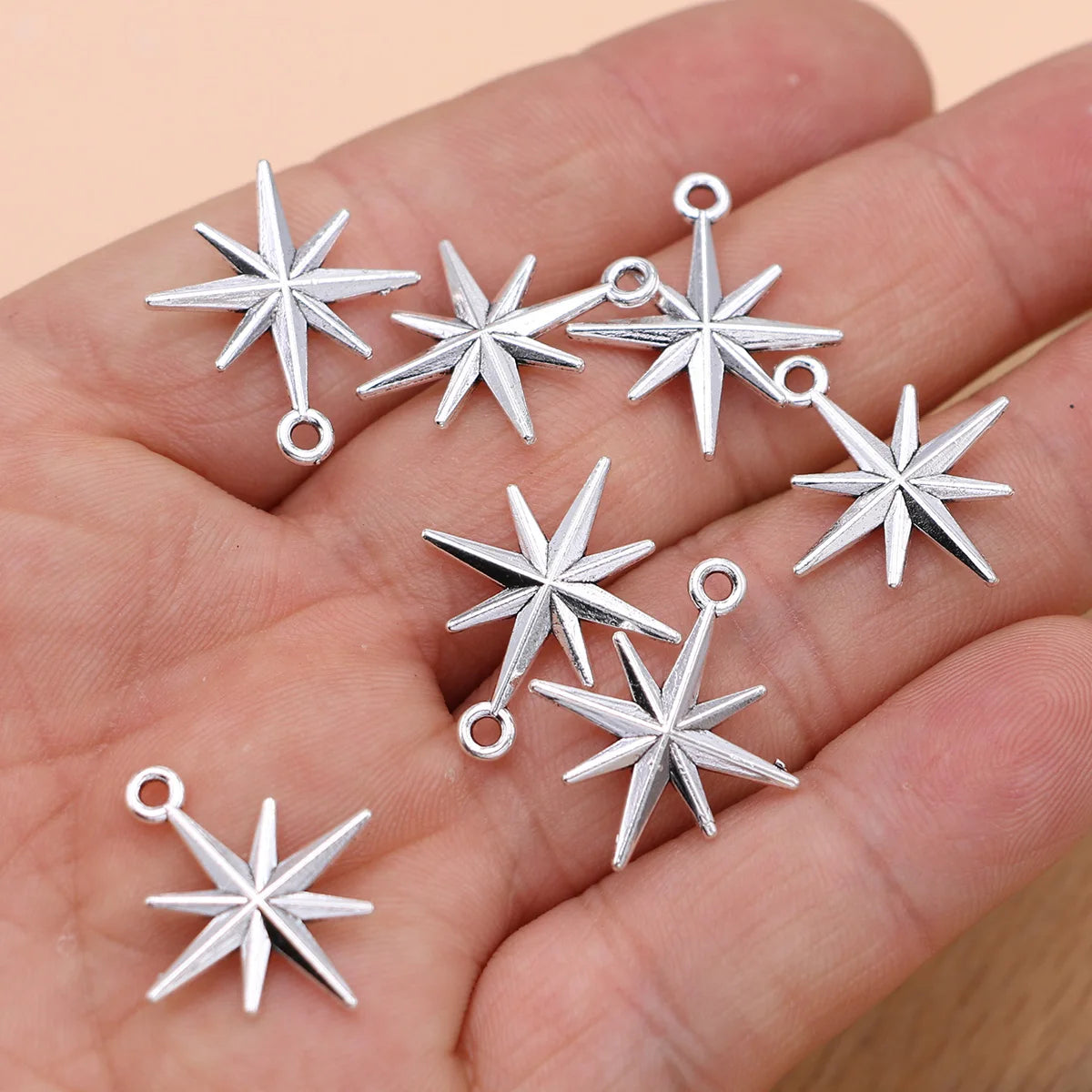 15Pcs Silver Plated Star Charm Pendant for Jewelry Making Bracelet Earrings Necklace Accessories DIY
