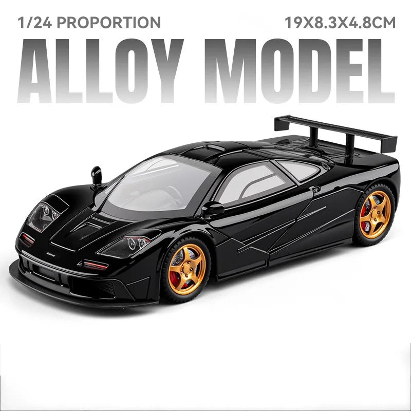 1:24 F1-LM LP500S Alloy Sporscar Model Diecast Toy Doors Opened Sound Light Pull Back Front-wheel Steering Car Children Day Gift