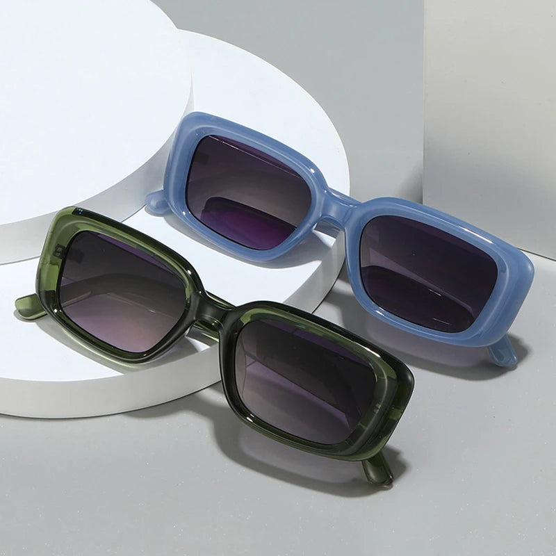 JNPCXI New Square Jelly Green Gray Color Sunglasses Women Fashion Gradient Shades UV400