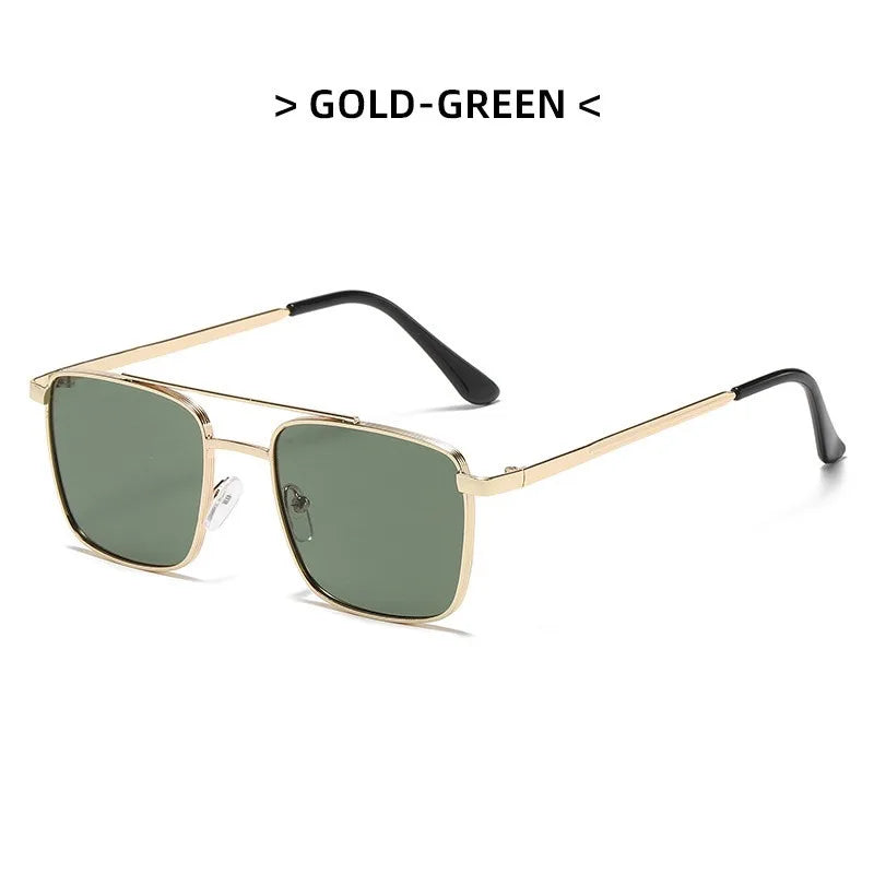 Fashion Metal Square Frame Women's Outdoor Sunglasses Classic Double Beam Glasses