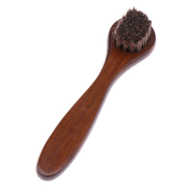 Handle Details Polishing, Cleaning Brush Horse Hair Wood Brush Leather Shoe Care