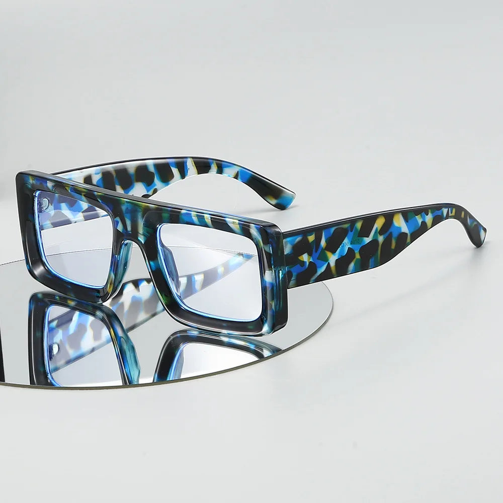 JNPCXI New Square Colorful Women Glasses Frame Fashion Polygon Clear Anti Blue Light Eyewear Men Optical Leopard Frame