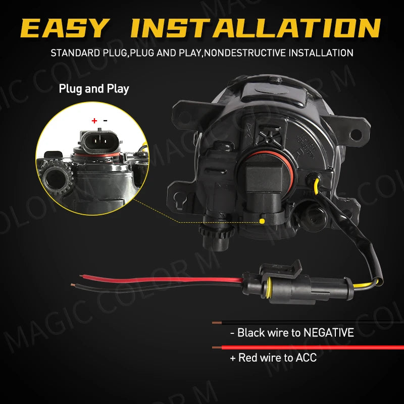 For Ford Focus Fusion Fiesta Ranger C-Max Transit Tourneo EcoSport Edge Angel Eye Fog Light Car DRL Fog Driving Lamp LED Lens