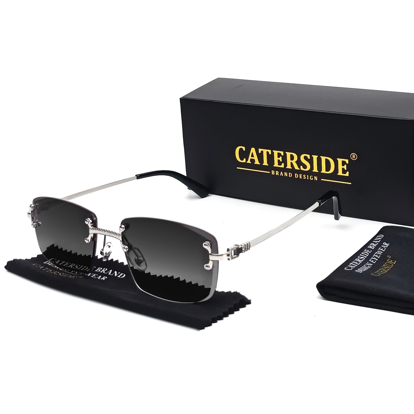 CATERSIDE Blue Gradient Lens Copper Sunglasses Men Women Luxury Designer Rimless Small Square Sun Glasses For Men 2022 Framless