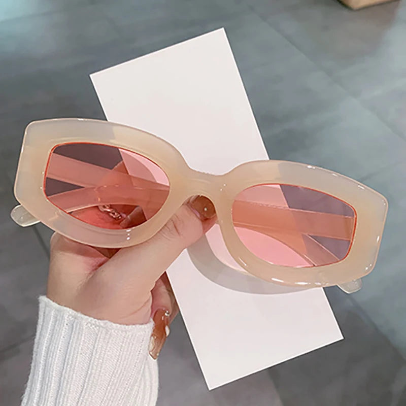 JNPCXI Fashion Jelly Color Square Sunglasses Women Shades UV400 Retro Trending Men Punk Blue Pink Sun Glasses