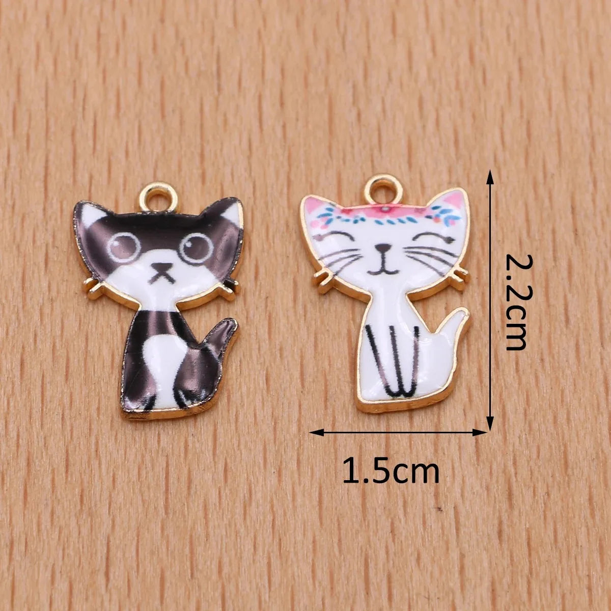 10Pcs Gold Color Enamel Cat Charms Pendant for Jewelry Making Earrings Bracelet Necklace Accessories DIY