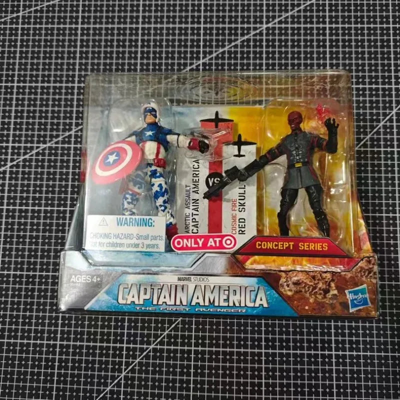 Original Hasbro MARVEL CAPTAIN AMERICA/RED SKULL & DAREDEVIL/IRON MAN/SILVER SURFER Anime Figure Toy Collection Model
