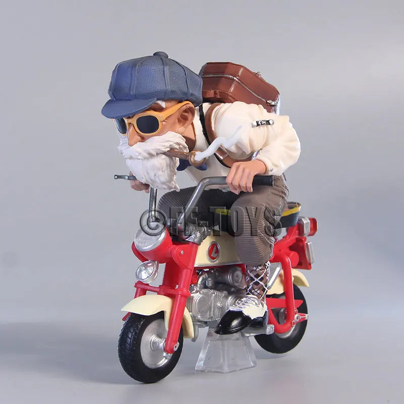 15CM Dragon Ball Son Goku Figure Master Roshi Kid Goku Kame Sennin with Motorcycle Pvc Action Figures Collection Model Toys