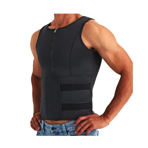 Black Men Sauna Sweat Vest Shapewear Waist Trainer Slimming Tank Fat Burner Vest
