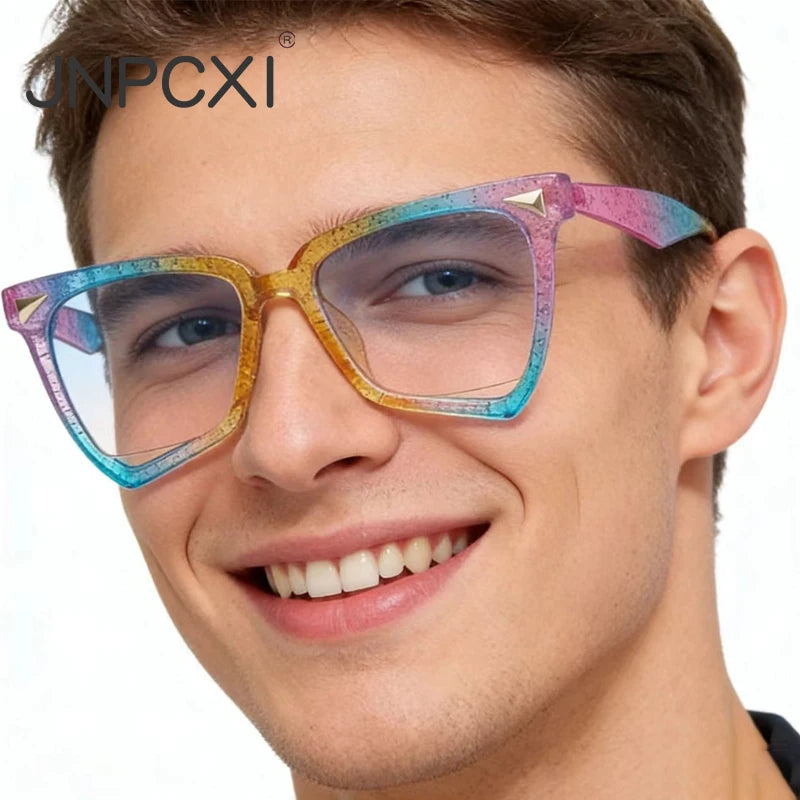 JNPCXI Rainbow Cat Eye Vintage Women Sunglasses Brand Black Round Cool Men Pilot Sun Glasses