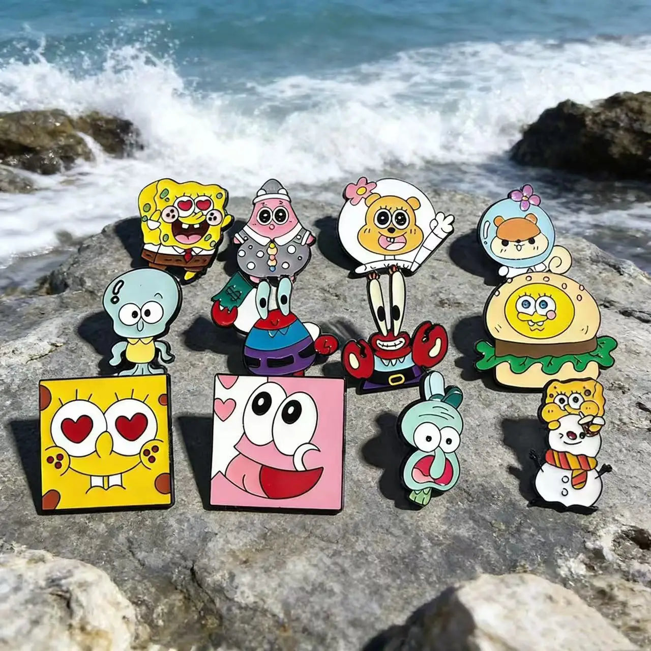 12 PCS Cartoon Anime Enamel Pins Set Funny Animation Good Friend Metal Brooch Badges Jewellery Accessories for Gifts
