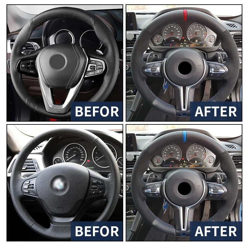 M Volante Lekrad Steering Wheel for BMW Half Alcantara F10 F11 F20 F21 F22 F25 F30 F31 F32 F33 F34 F36 F01 F06 F07 F12 F13 M3 M5