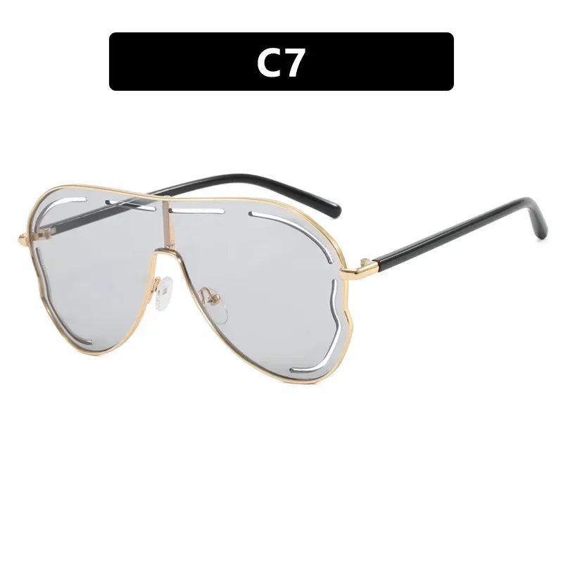 JNPCXI Oversized Retro Pilot Women Sunglasses Fashion Metal Quality Decoration Men Punk Shades UV400 Sun Glasses