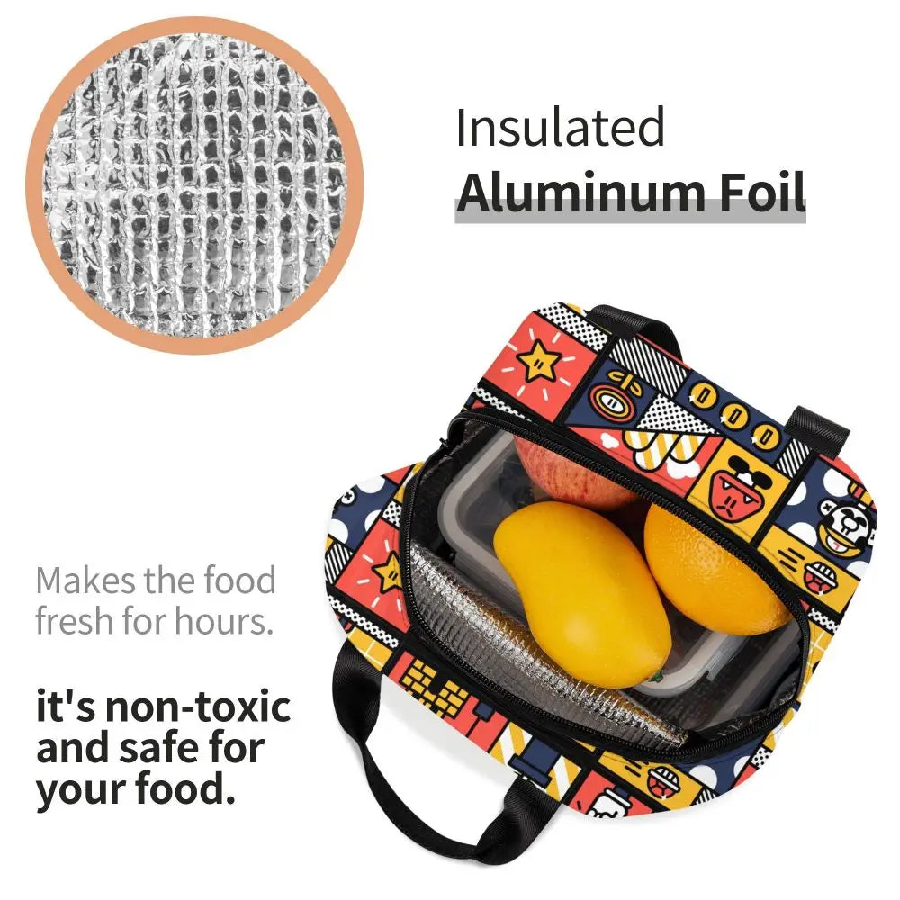 Custom Mario SuperBros Insulated Lunch Bag Reusable Thermal Cooler Lunch Box M16