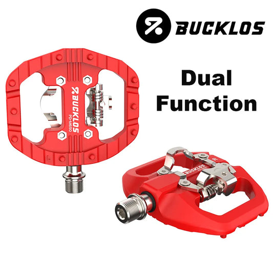BUCKLOS Mountain Bicycle Pedals Sealed Bearing Dual Clipless Flat & Lock Pedal for Shimano SPD Nylon Bike Pedals Cycling Parts