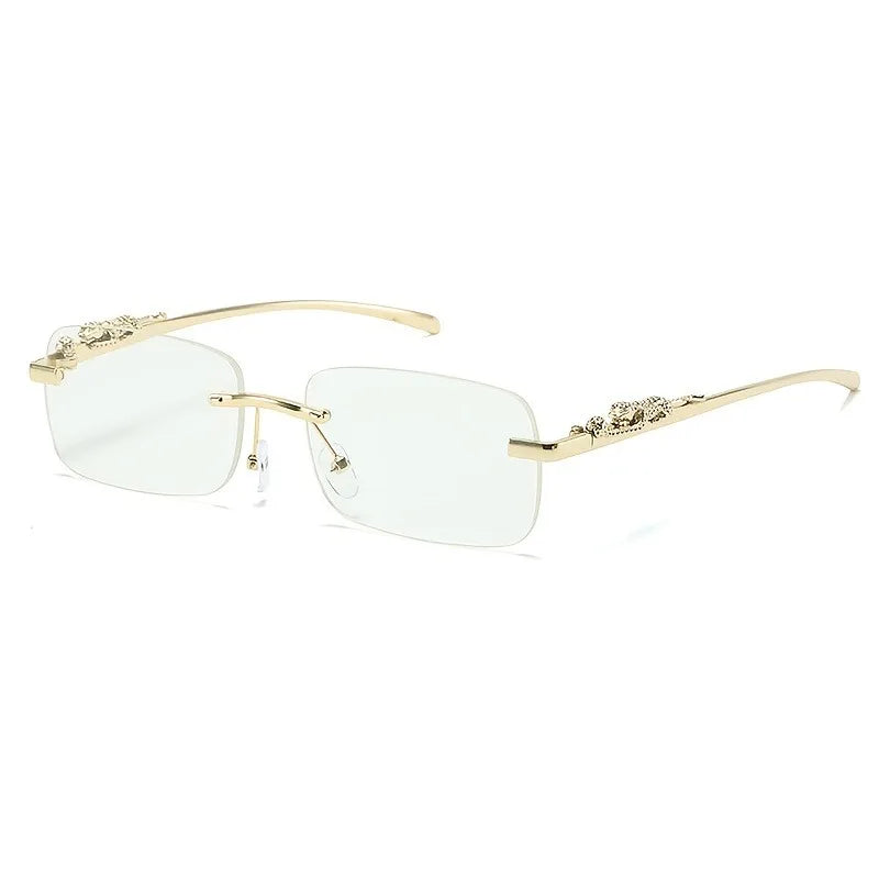 Stylish Square Frameless Metal Glasses, Fashionable Summer Decorative Eyewear for Men and Women