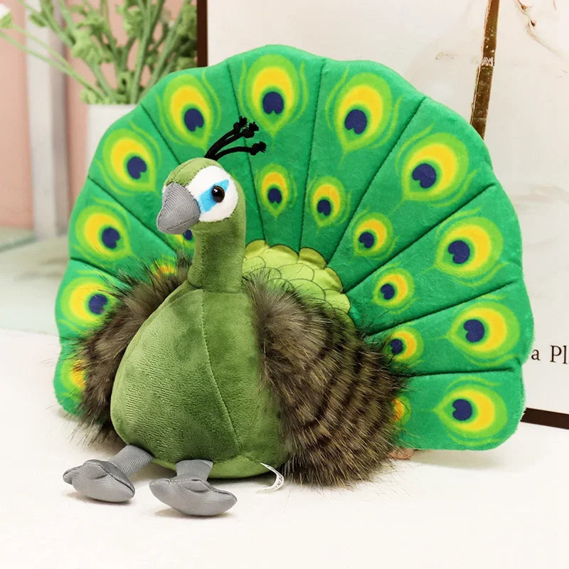 Creative Simulation Peacock Plush Toy Green Blue Peacock Spread Tail Beautiful Plush Doll Quality Stuffed Cotton Adorns Bedroom