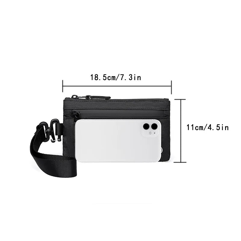 Zip Clutch with Wristband, Passport Holder Zipper Wallet and EDC Carrier - Weatherproof and RFID Blocking - 3 External Slots