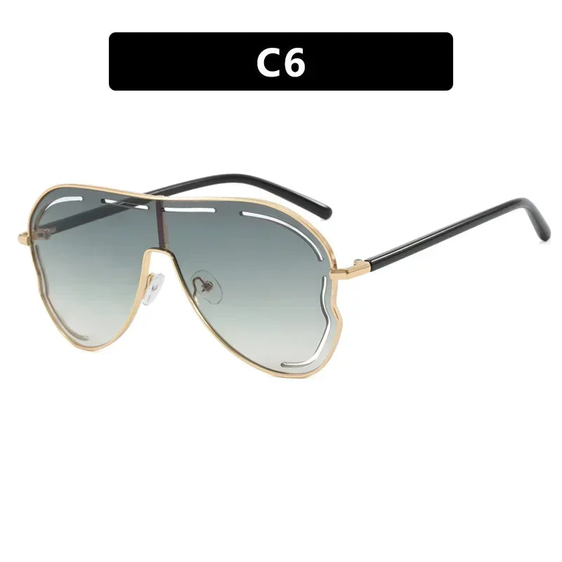 JNPCXI Oversized Retro Pilot Women Sunglasses Fashion Metal Quality Decoration Men Punk Shades UV400 Sun Glasses