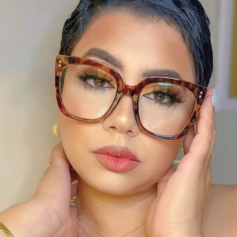 JNPCXI New Square Glasses Frame for Women Anti-Blue Ray Fashion Lady's Myopia Glasses Prescription Computer Glasses