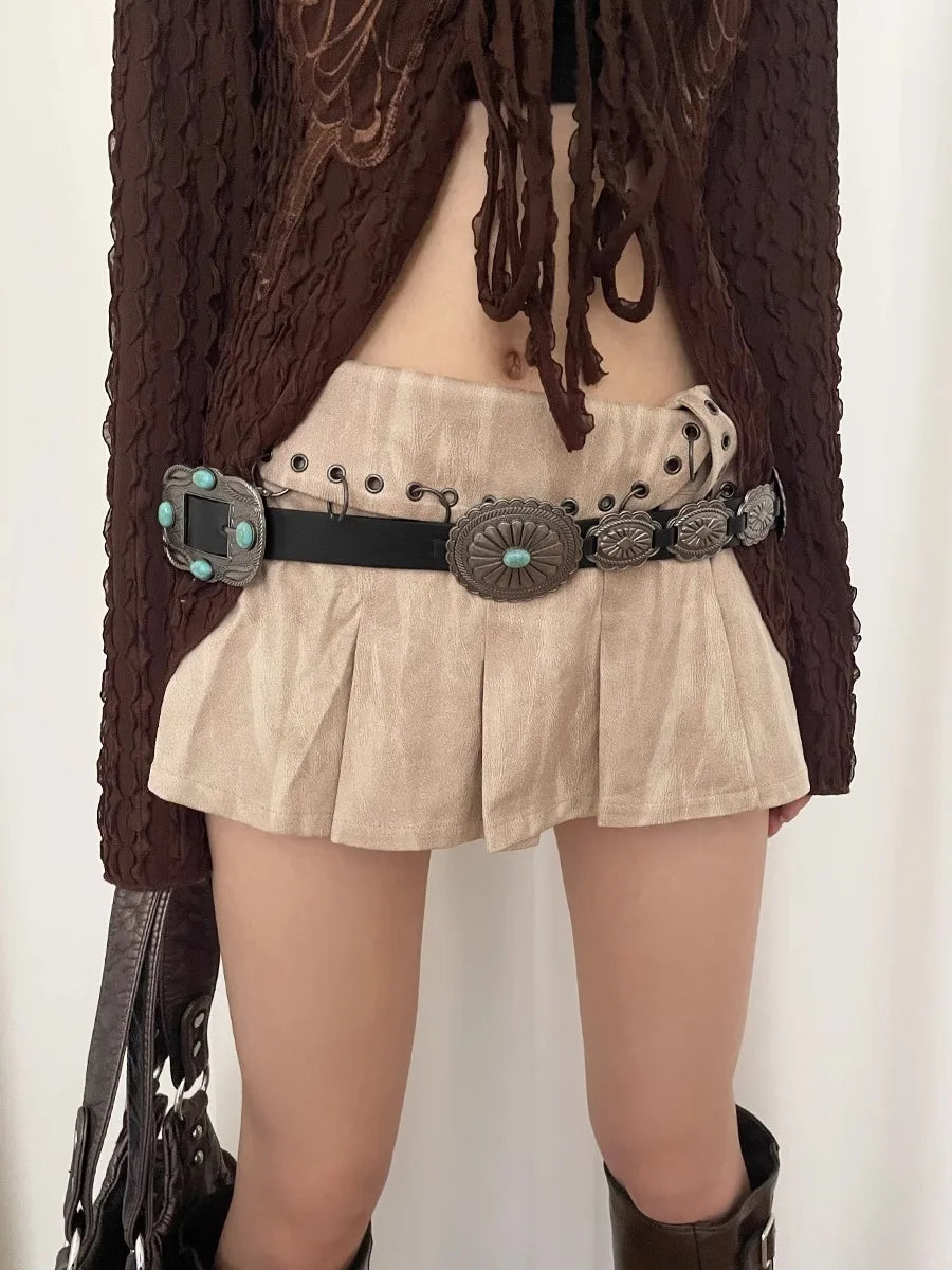 National Style Gem Inlaid Belt Female Adornment With Dress Children 2024 New Fashion Design Sense Chatelaine Trend