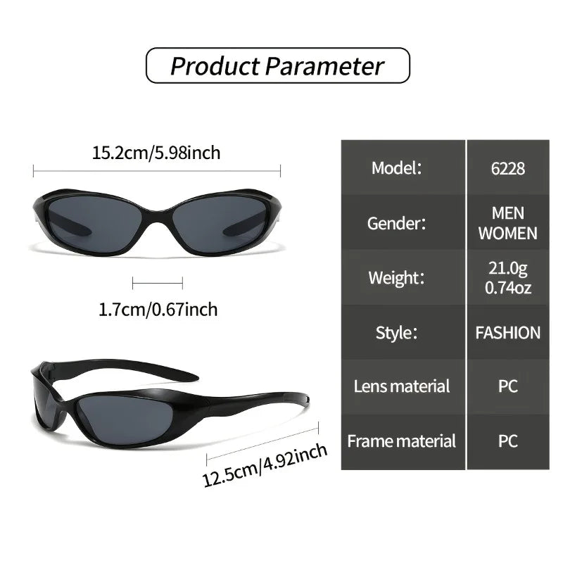 Futuristic Cyberpunk Sunglasses Y2K Millennium Hot Girl Street Photography Glasses Hip-hop Trendsetters Unisex Cycling Glasses