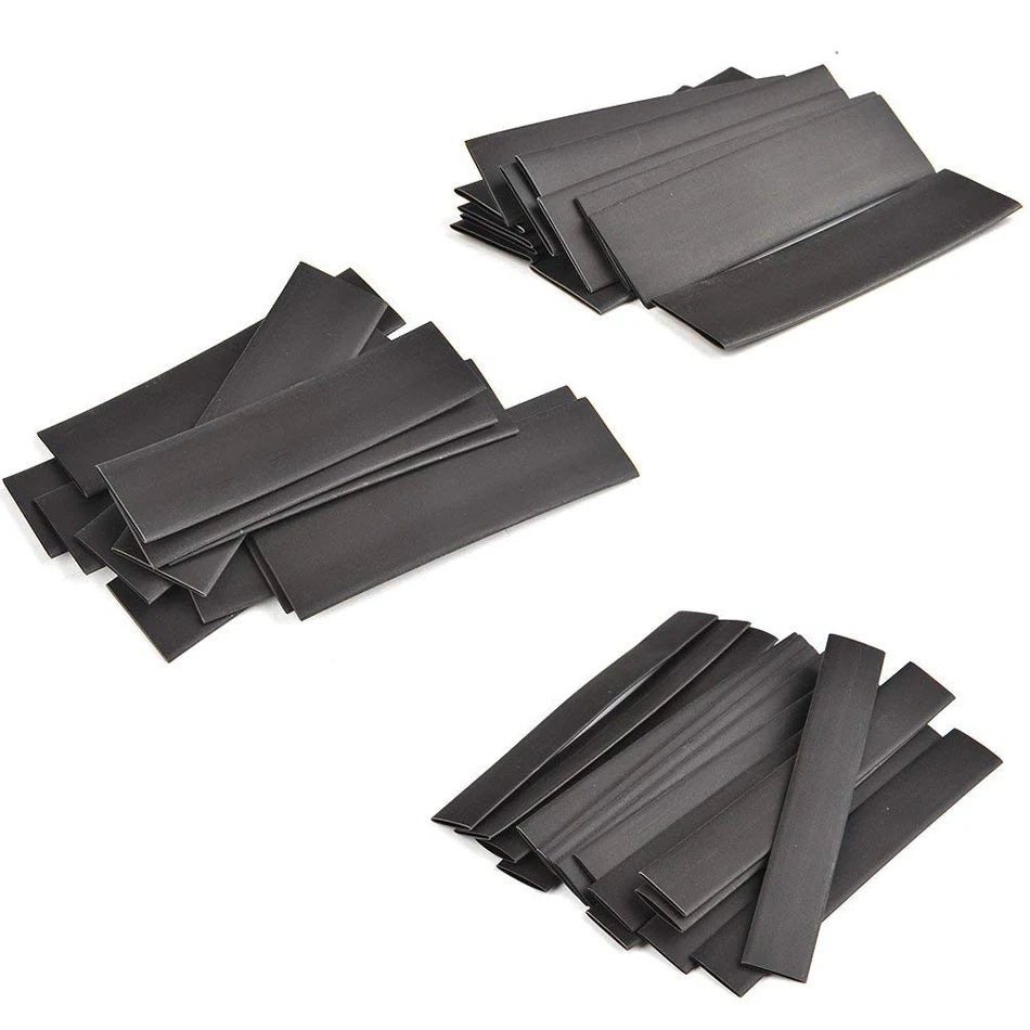127pcs Black Heat Shrinkable Tube Cable Insulation Sleeve Waterproof Electronic Lated Polyolefin Sheathed Shrink Tubing